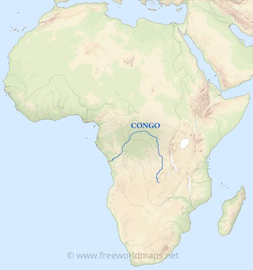 River Congo on map of Africa