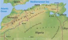 Physical map of Algeria