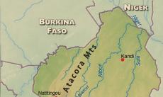 Physical map of Benin