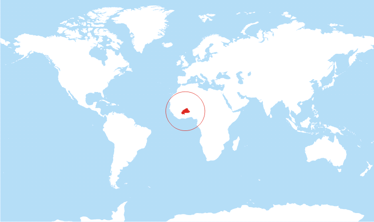 World map Burkina Faso highlighted World map Burkina Faso highlighted