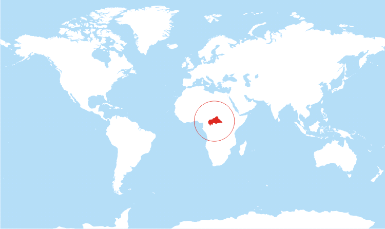 World map Central Africa highlighted World map Central Africa highlighted