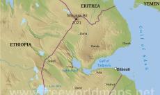 Physical map of Djibouti