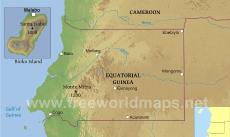 Physical map of Equatorial Guinea Physical map of Equatorial Guinea