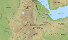 Physical map of Ethiopia Physical map of Ethiopia