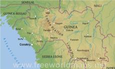Physical map of Guinea Physical map of Guinea