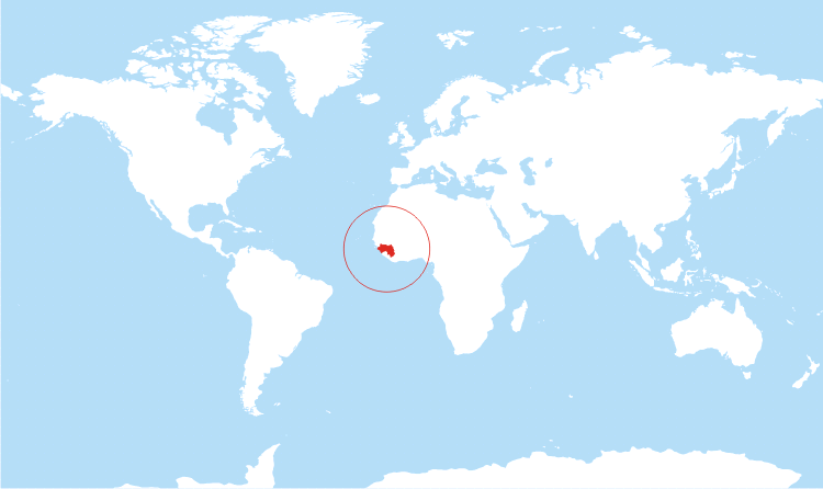 World map Guinea highlighted World map Guinea highlighted