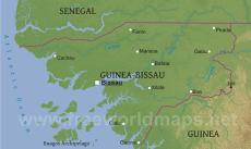Physical map of Guinea Bissau Physical map of Guinea Bissau