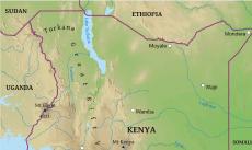 Physical map of Kenya Physical map of Kenya
