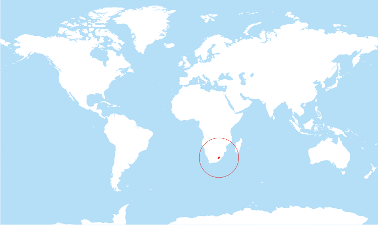 World map Lesotho highlighted