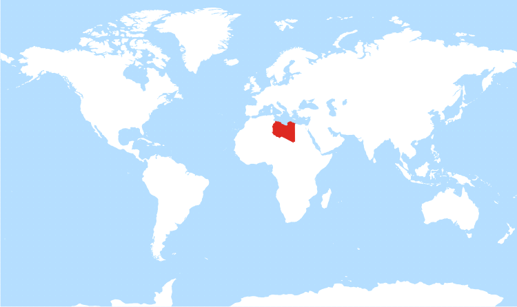 World map Libya highlighted