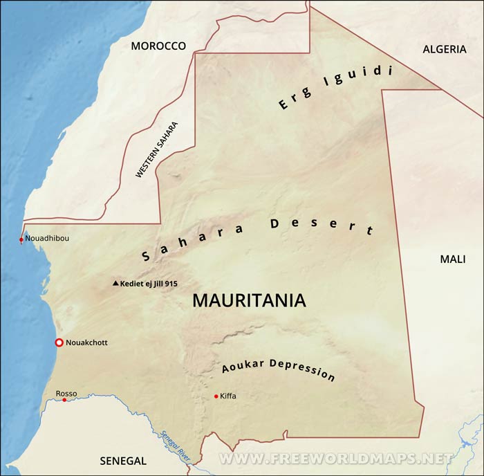 Mauritania Map Mauritania Map