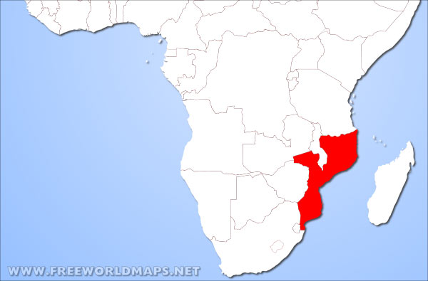 Mozambique location in Africa