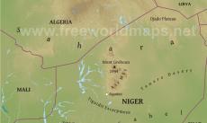 Physical map of Niger