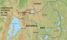 Physical map of Rwanda