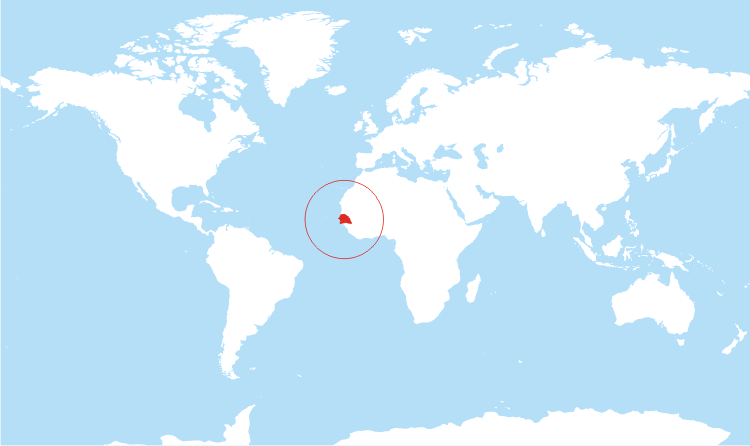 World map Senegal highlighted