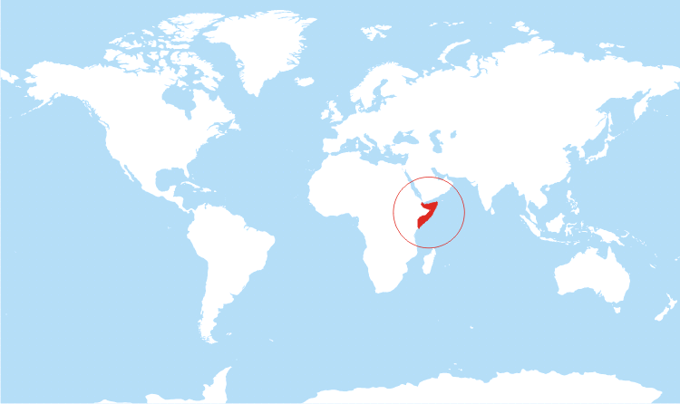 World map Somalia highlighted World map Somalia highlighted