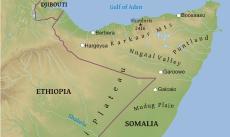 Physical map of Somalia Physical map of Somalia