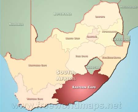Location map of Eastern Cape, province of South African Republic Location map of Eastern Cape, province of South African Republic