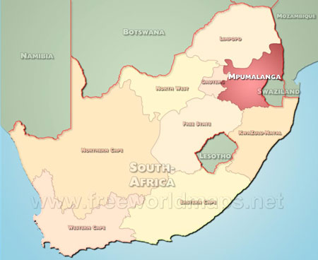 Location map of Mpumalanga, province of South African Republic Location map of Mpumalanga, province of South African Republic
