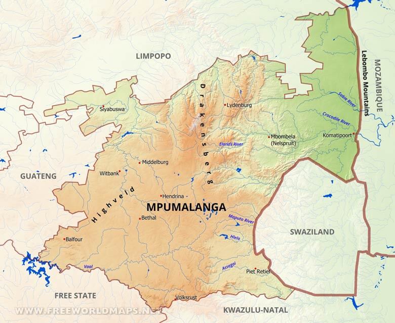 Mpumalanga map Mpumalanga map