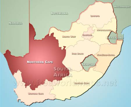 Location map of Northern Cape, province of South African Republic Location map of Northern Cape, province of South African Republic