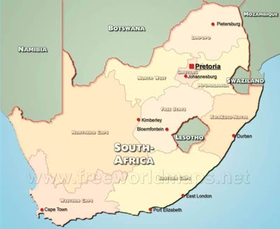South Africa political map
