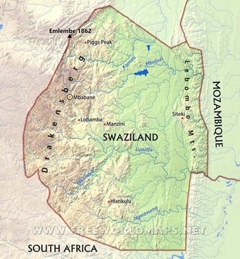 Eswatini physical map