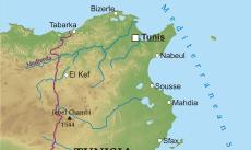 Physical map of Tunisia Physical map of Tunisia