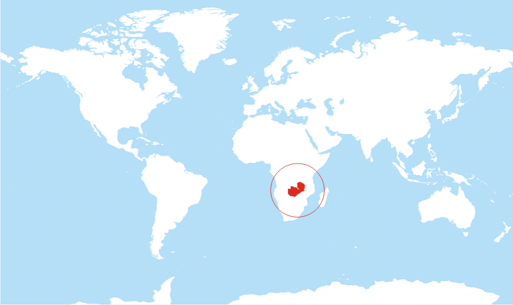 World map Zambia highlighted