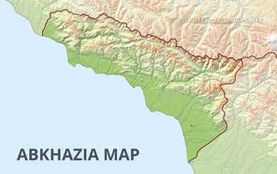 Abkhazia blank physical map in HD