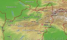 Physical map of Afghanistan
