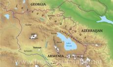 Physical map of Armenia