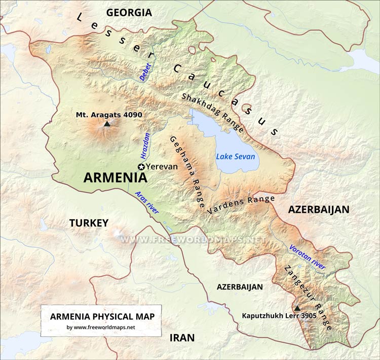 Armenia Physical Map