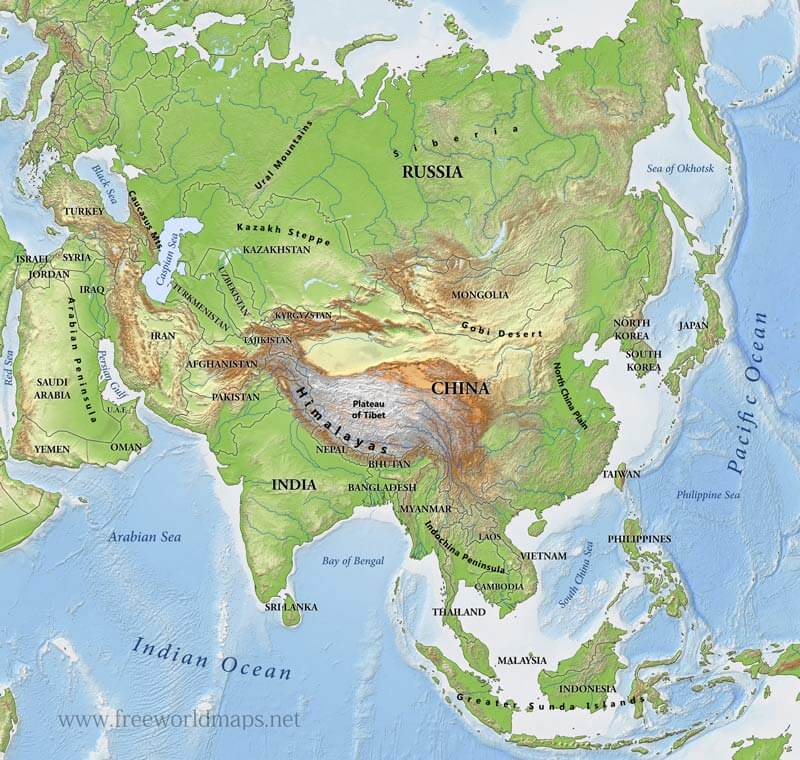 Asia Physical Map