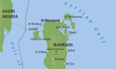 Physical map of Bahrain