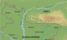 Physical map of Bangladesh