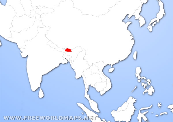 Bhutan location in Asia