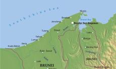Physical map of Brunei