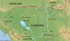 Physical map of Cambodia