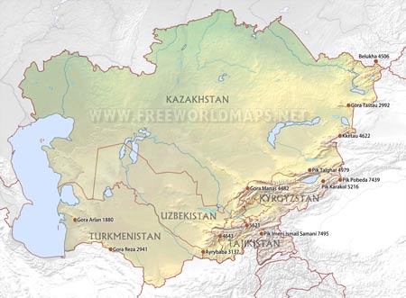 Central Asia peaks and mountains Central Asia peaks and mountains