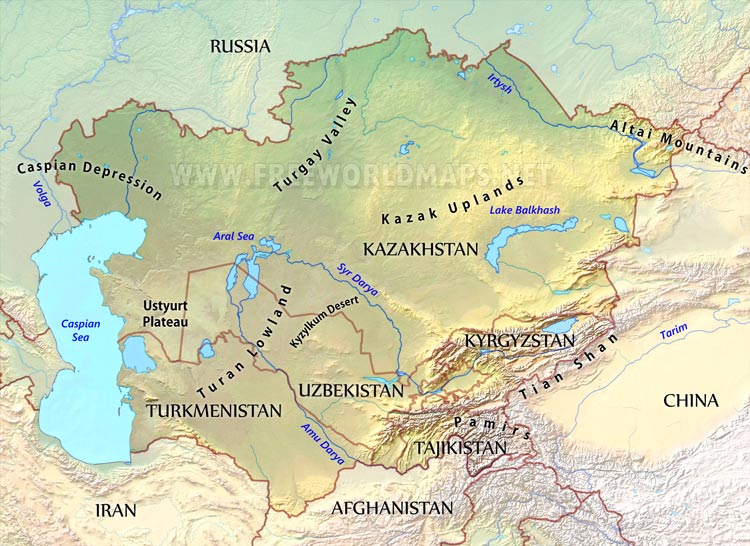 Central Asia map Central Asia map