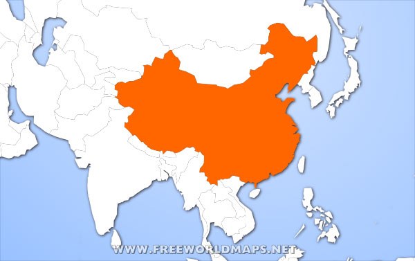 China location in Asia China location in Asia