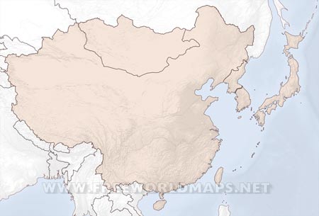East Asia blank map HD