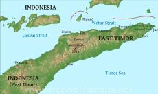 Physical map of East Timor