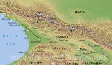 Physical map of Georgia