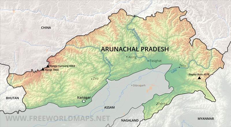 Arunachal Pradesh map