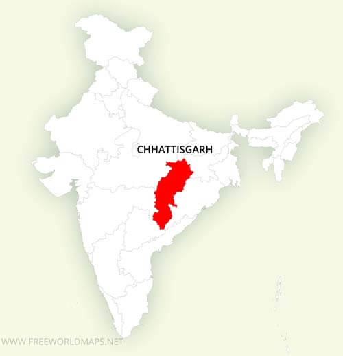 Chhattisgarh location on India map