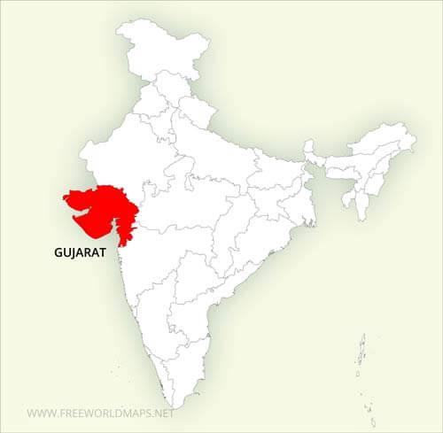 Gujarat location on India map