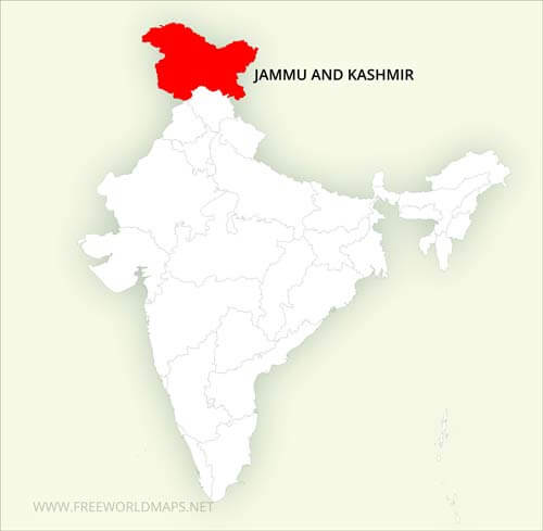 Jammu and Kashmir location on India map Jammu and Kashmir location on India map