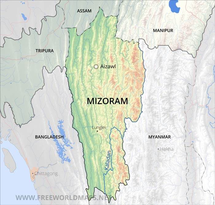Mizoram map Mizoram map